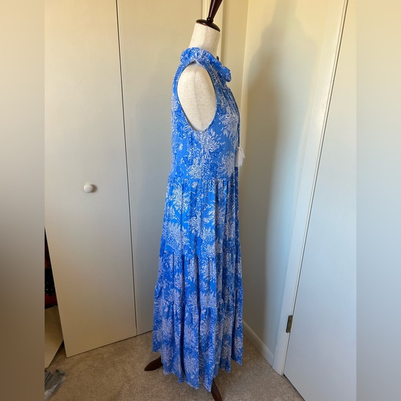 Lilly Pulitzer SIZE S NWOT Malone Croc and Loc It Blue & White Floral MAXI Dress - Picture 3 of 7
